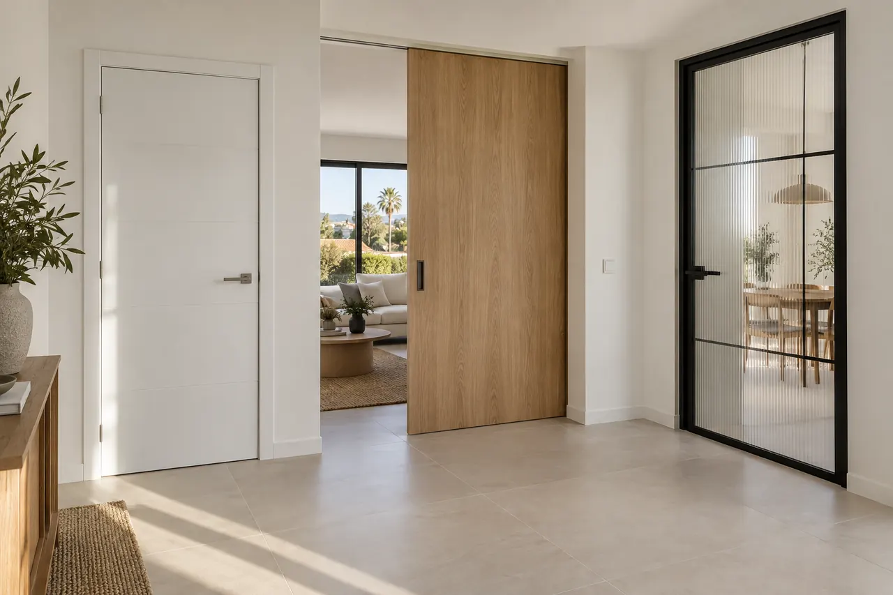 Puertas de interior abatible, corredera y acristalada en diferentes acabados